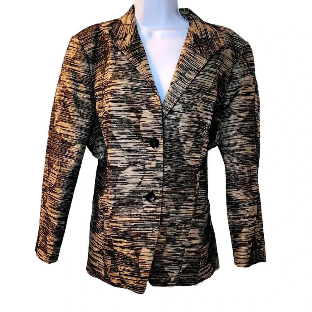 Lafayette 148 New York Size 18 Textured Jacquard Cotton Linen Blazer Jacket - Picture 9 of 9